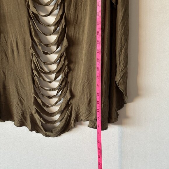 Ashro Open Front Cardigan Vest ONE SIZE MISSY Olive Green Slashed Boho NWT - Picture 7 of 12